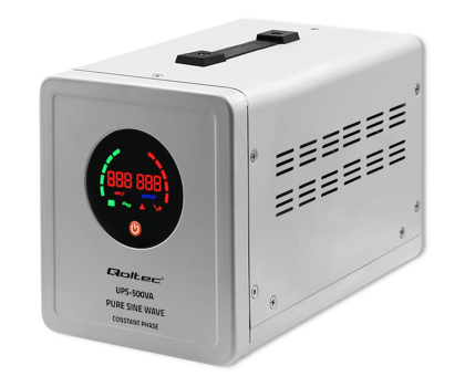 UPS (zasilacz awaryjny) QOLTEC UPS Pure Sine Wave | 500VA | 350W | Stała faza | Szary 50716